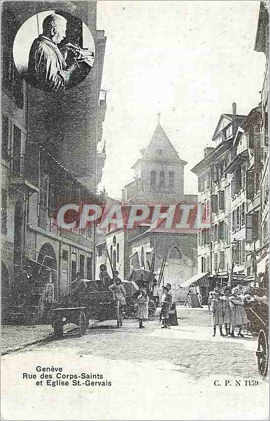 CPA Geneve Rue des Corps Saints et Eglise St Gervais 