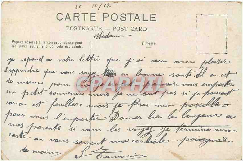 CPA Geneve Monument National  — Verso