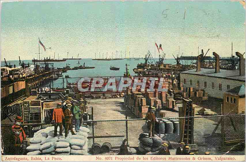 CPA Autofagasta Bahia La Poza Propriedad de los Editores Mattensohn Grimm Valparaiso 