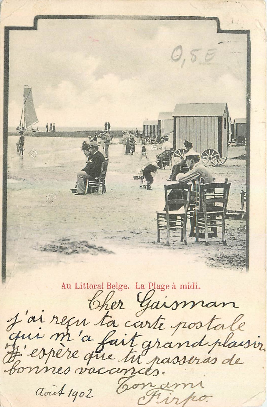 CPA Au Littoral Belge La Plage a Midi 