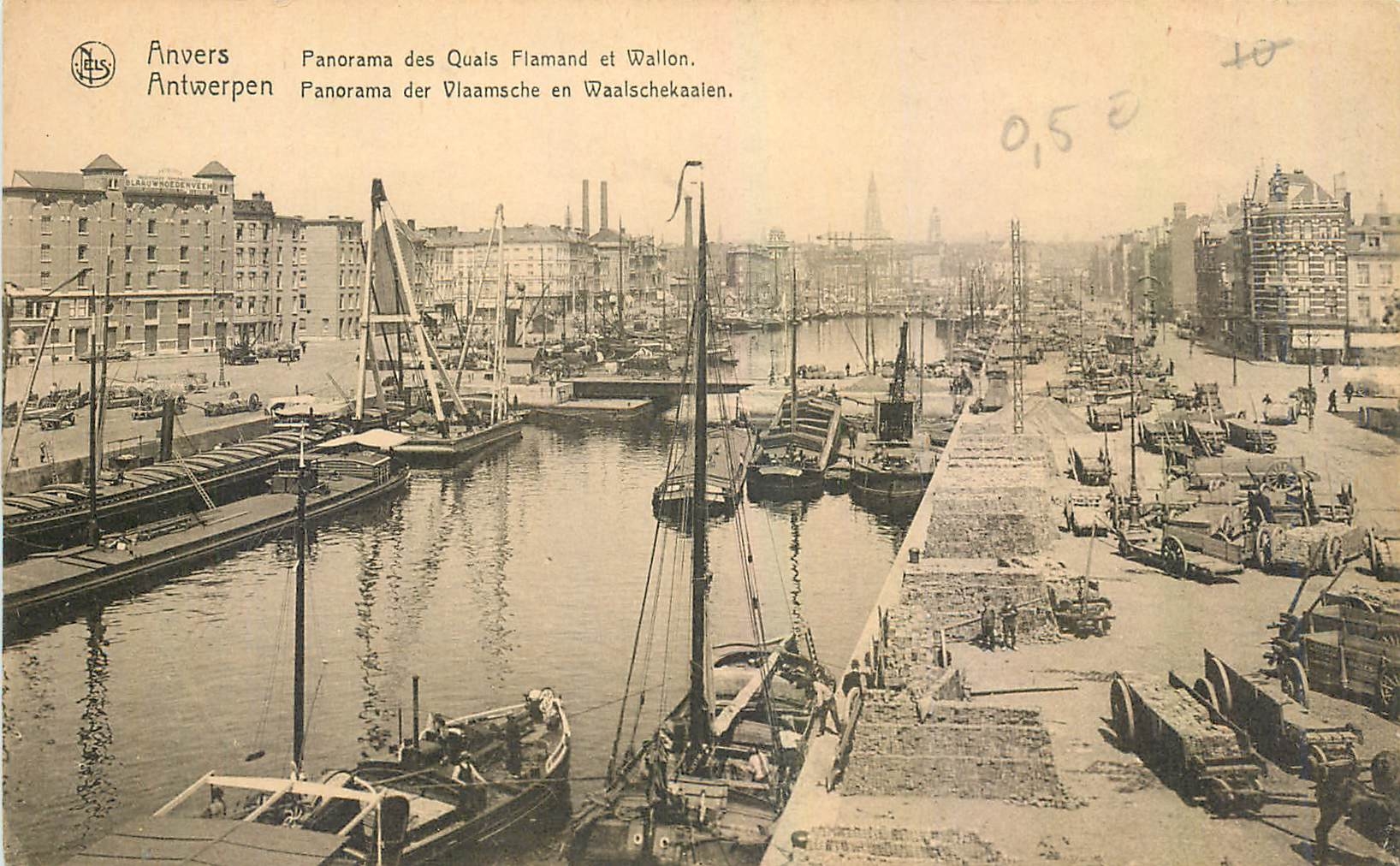 CPA Anvers Panorama des Quais Flamand et Wallon Bateaux