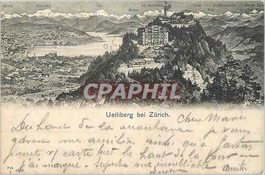 Uetliberg bei Zürich — vue panoramique — éditeur inconnu, n° de série PVK 5883