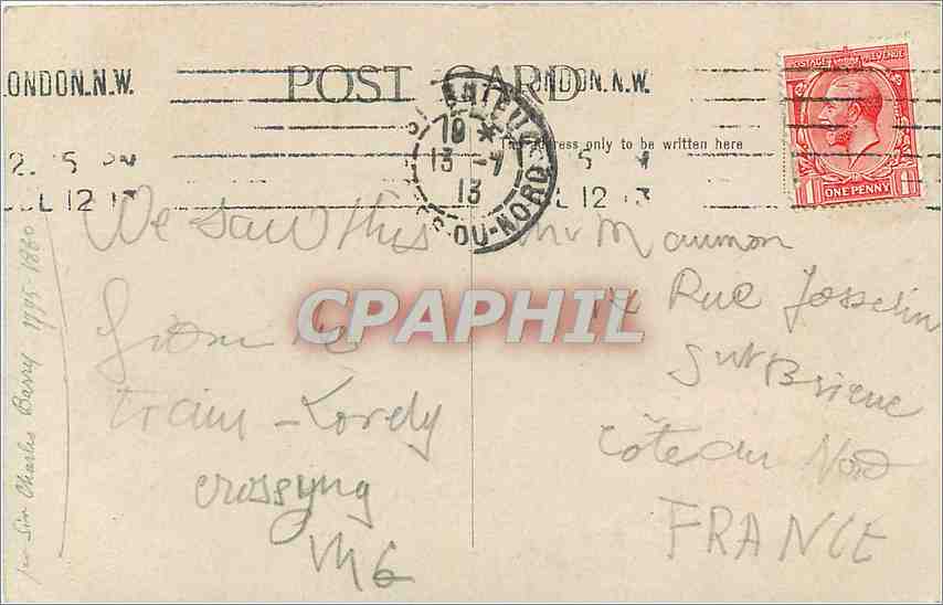 Londres — Tour de l'Horloge et Palais du Parlement — Charles B. (éditeur ?) — Verso