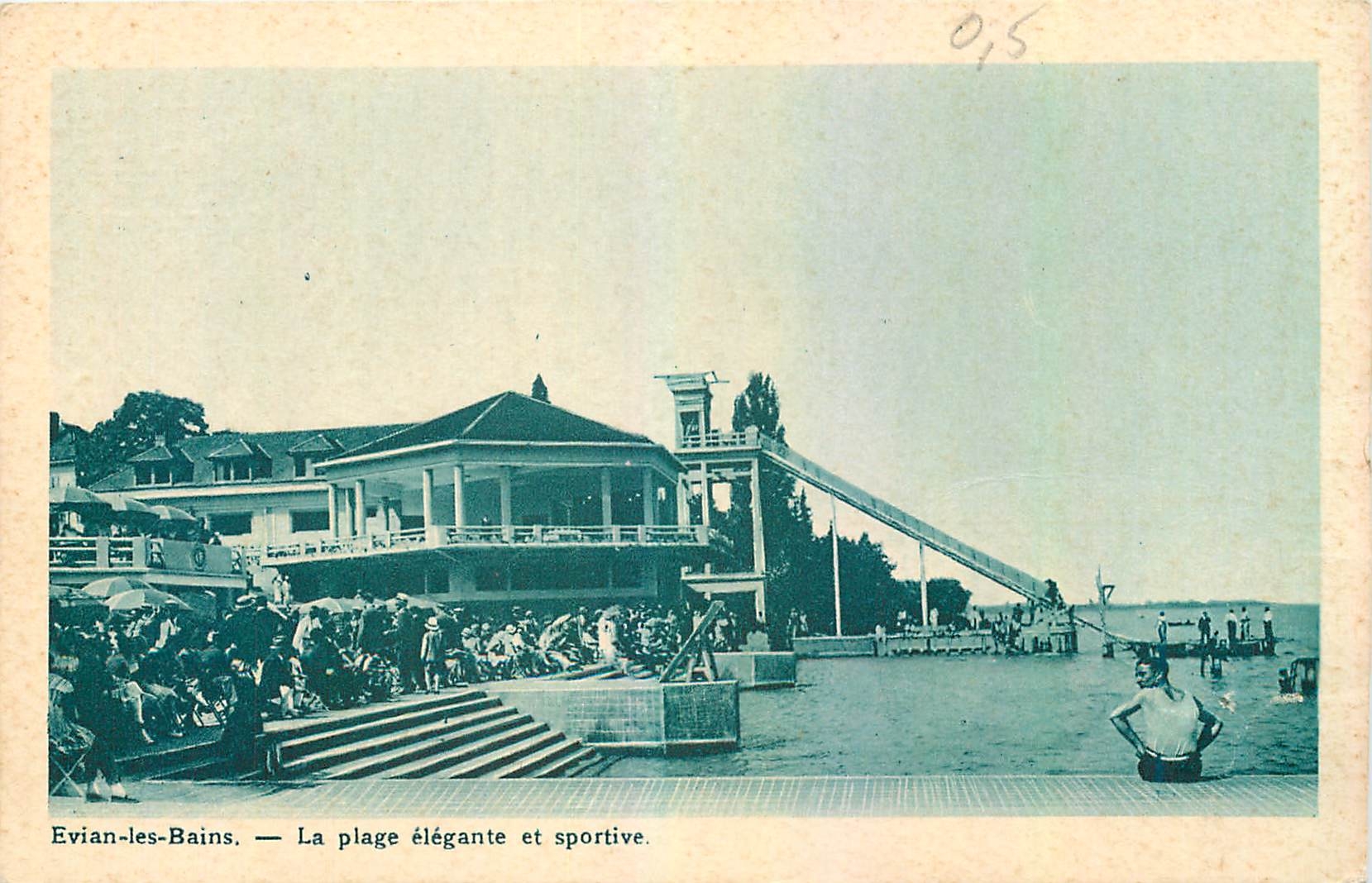 Evian-les-Bains — La plage élégante et sportive — Éditeur Évian-Cachat