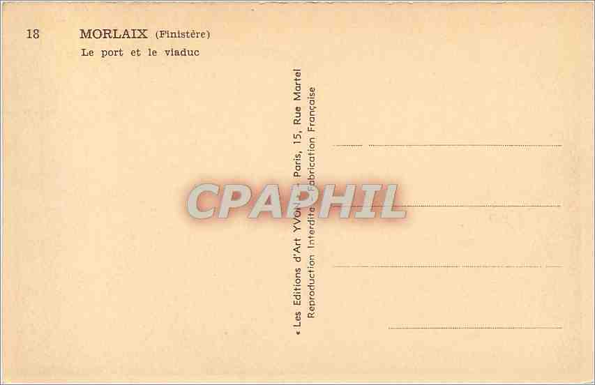 CPA Morlaix Finistere Le port et le viaduc Bateau — Rückseite
