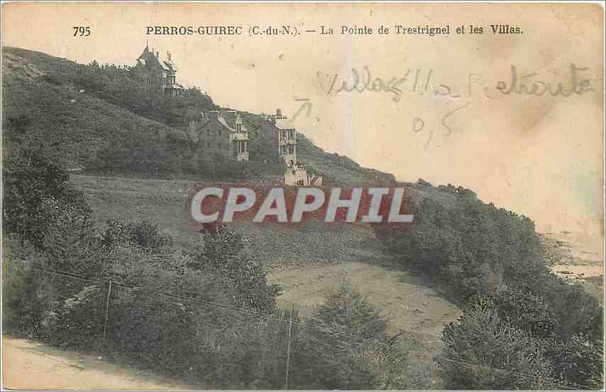 CPA Perros Guiec C du N La Pointe de Trestignel et les Villas 