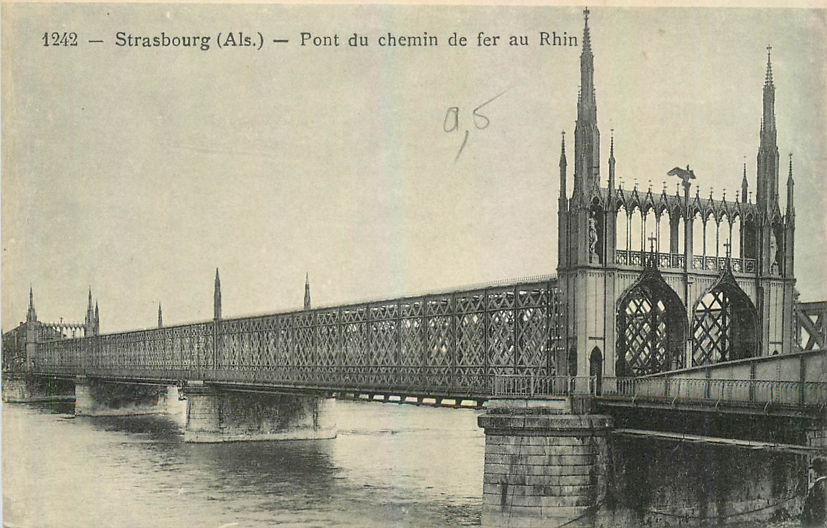 CPA Strasbourg Als Pont du chemin de fer au Rhin 