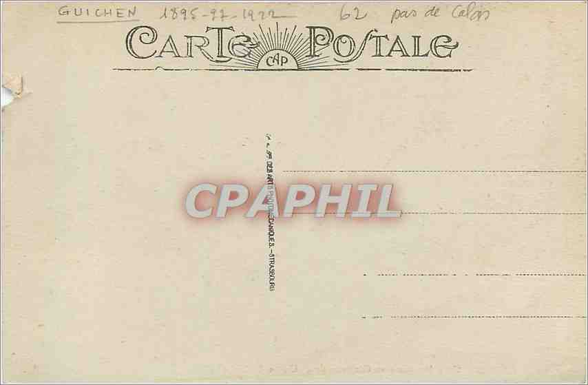 CPA Calais Gare Maritime et Croiseur de 1ere Classe Guichen Bateau — Rückseite