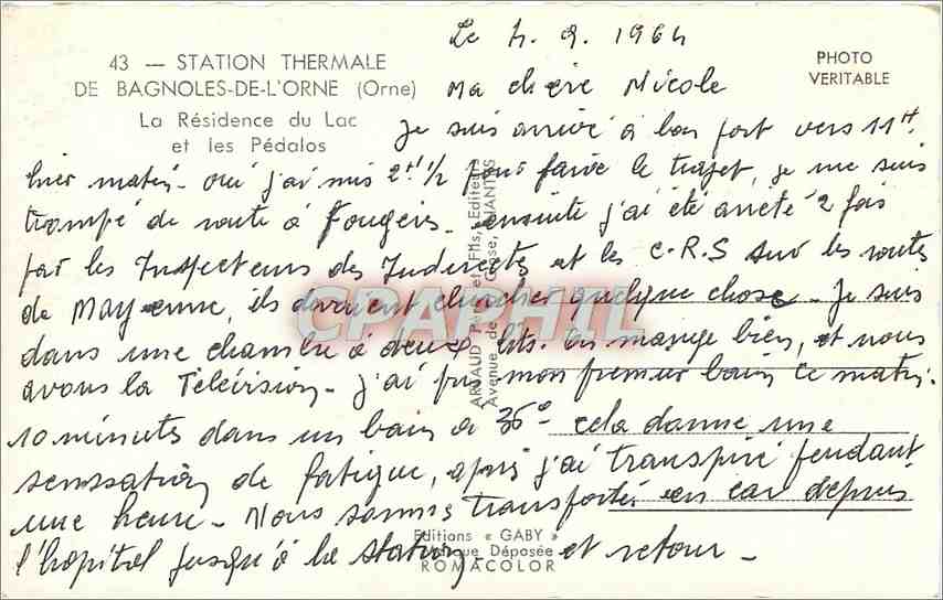 Bagnolles-de-l'Orne — La Résidence du Lac et les Pédalos — Gaby — Rückseite