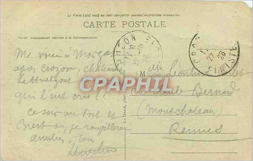 CPA Morgat Entree de la Cheminee du Diable Bateau — Rückseite