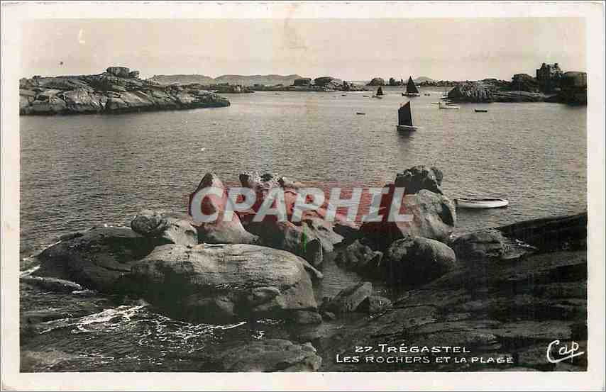 CPA Tregastel Les Rochers et la Plage 