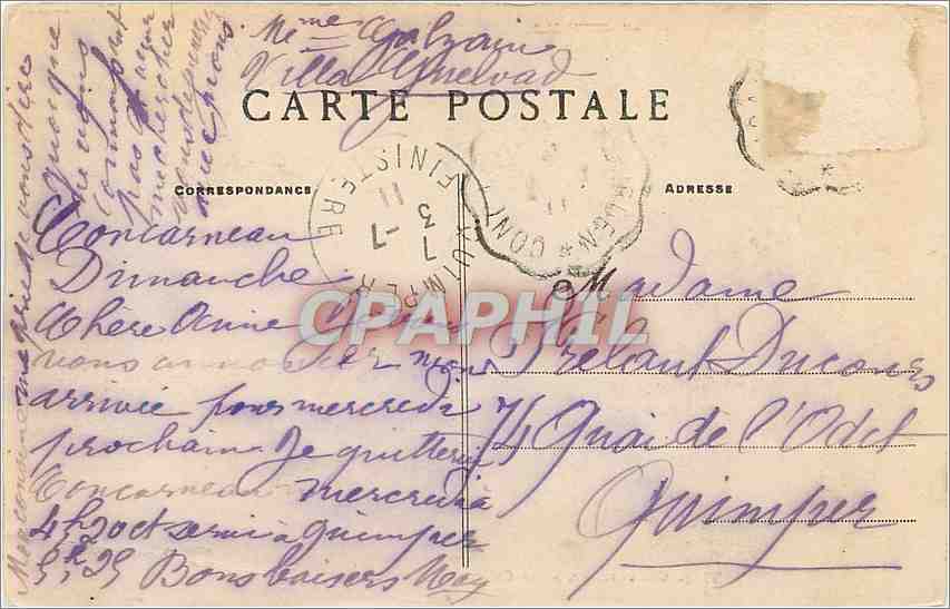 CPA Concarneau Le Chateau de Keriolet Le Corps de Garde  — Rückseite