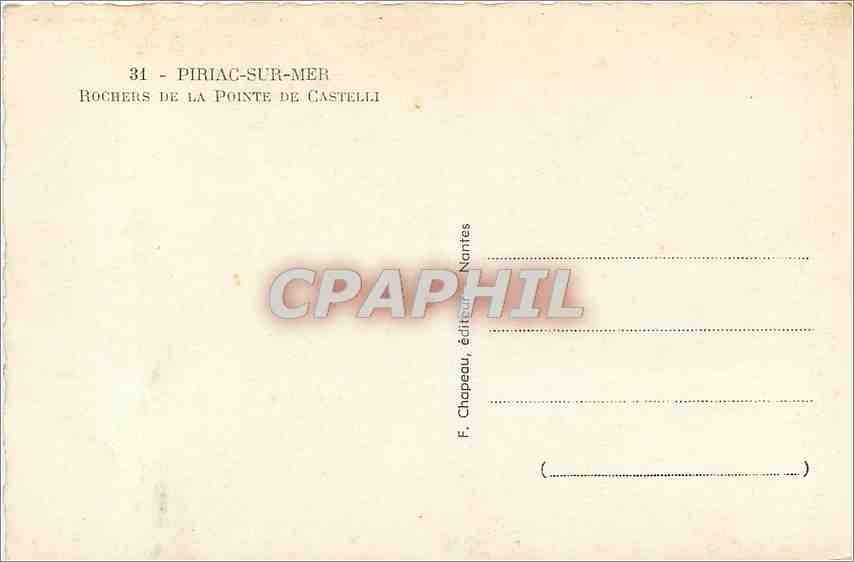 CPM Piriac sur Mer Rochers de la Pointe de Castelli  — Rückseite