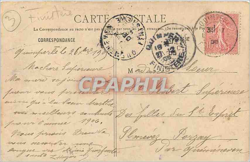 CPA Quimperle Chapelle de la Retraite et la Laita  — Rückseite