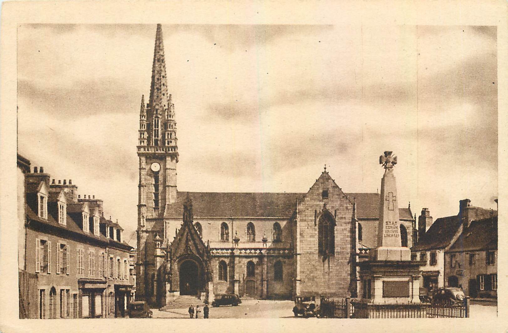 CPA Landivisiau Finistere La Place de l'Eglise 