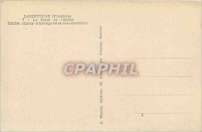 CPA Landivisiau Finistere La Place de l'Eglise  — Rückseite