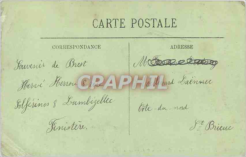 CPA Brest Vue sur la Caserne du 2nd depot de la Flotte  — Rückseite