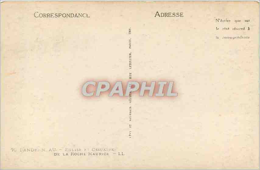 CPA Landerneau Eglise de Ossuaire de la Roche Maurice  — Rückseite