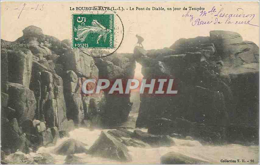 CPA Le Bourg de Batz Le Pont du Diable un jour de Tempete 