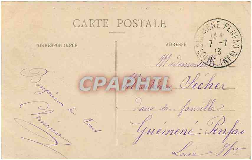 CPA Le Bourg de Batz Le Pont du Diable un jour de Tempete  — Back