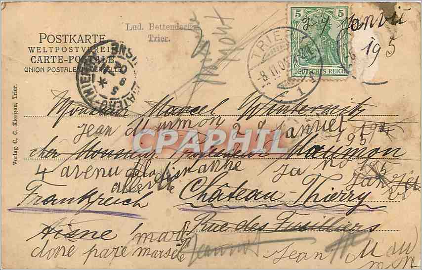 CPA Portal der Liebfrauenkirche Trier — Rückseite