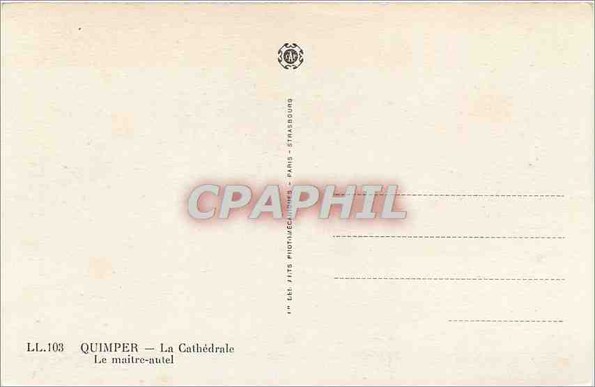 CPA Quimper La Cathedrale Le maitre autel  — Rückseite