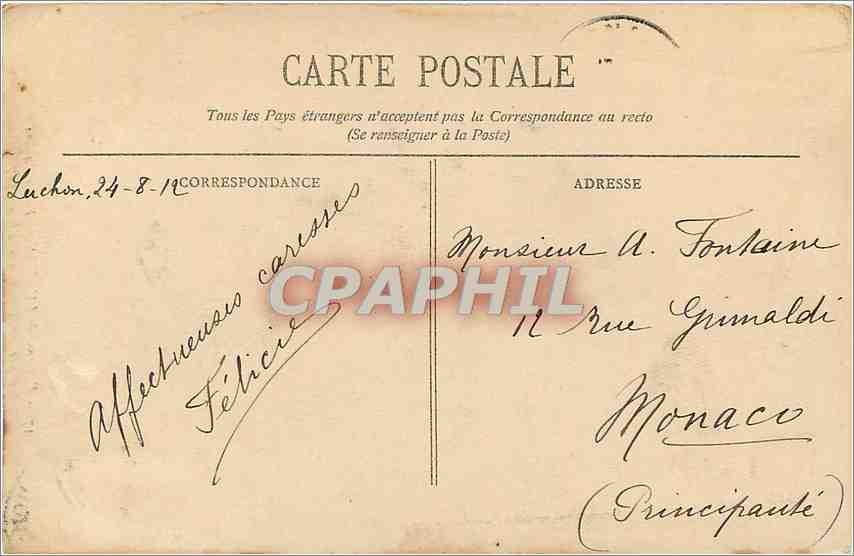 CPA Environs de Luchon Vallee du Lys GOuffre de Bonneau  — Rückseite