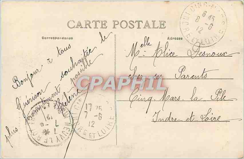 CPA Neuvy le Roi Jeanne d'Arc Patronnage St Vincent  — Rückseite