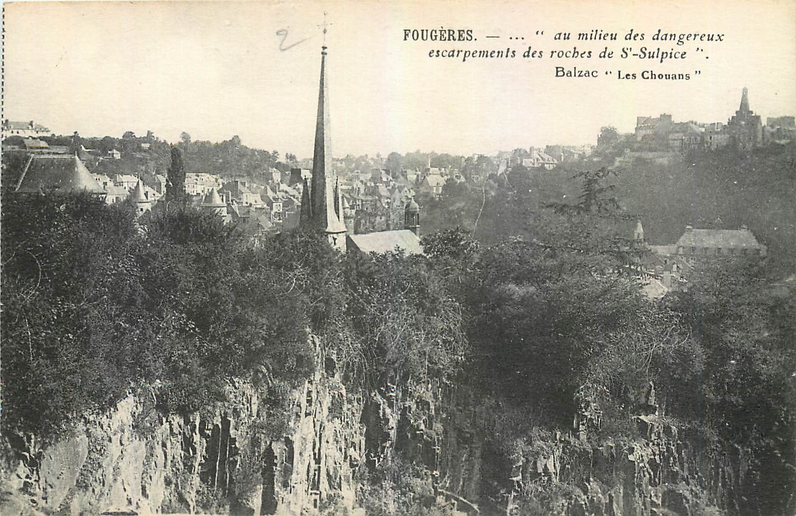 Fougères — mitten in den gefährlichen Klippen der Felsen von S'-Sulpice. Balzac 'Les Chouans'