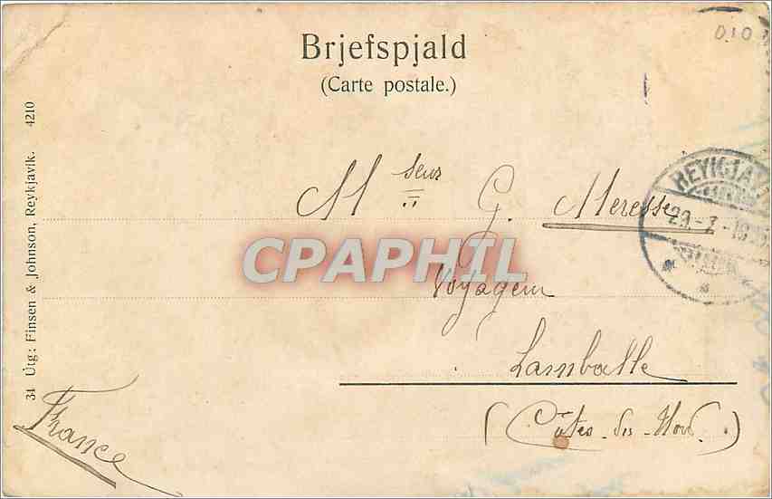 CPA Reykjavikurhofn Bateaux — Rückseite
