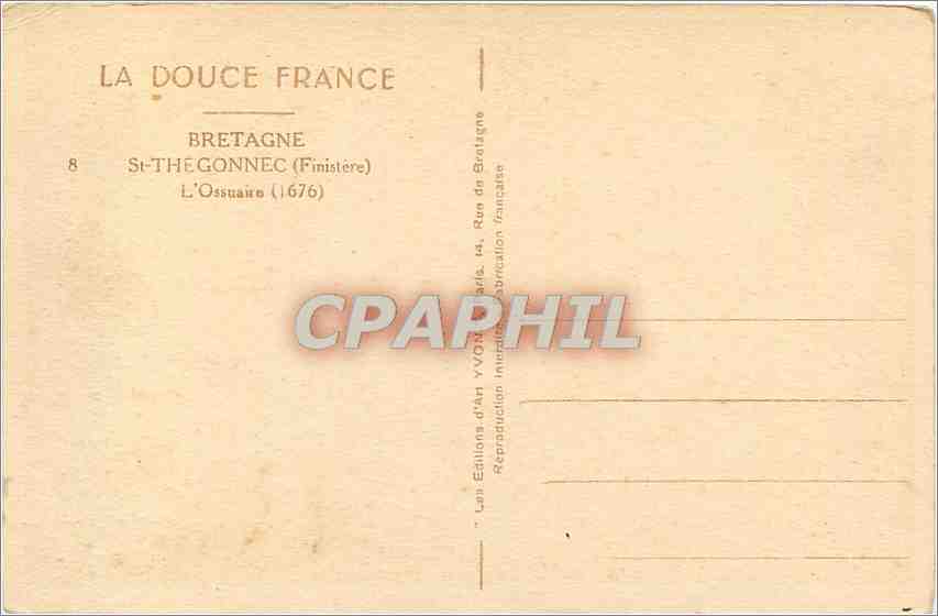 CPA St Thegonnec Finistere L'Ossuaire  — Rückseite