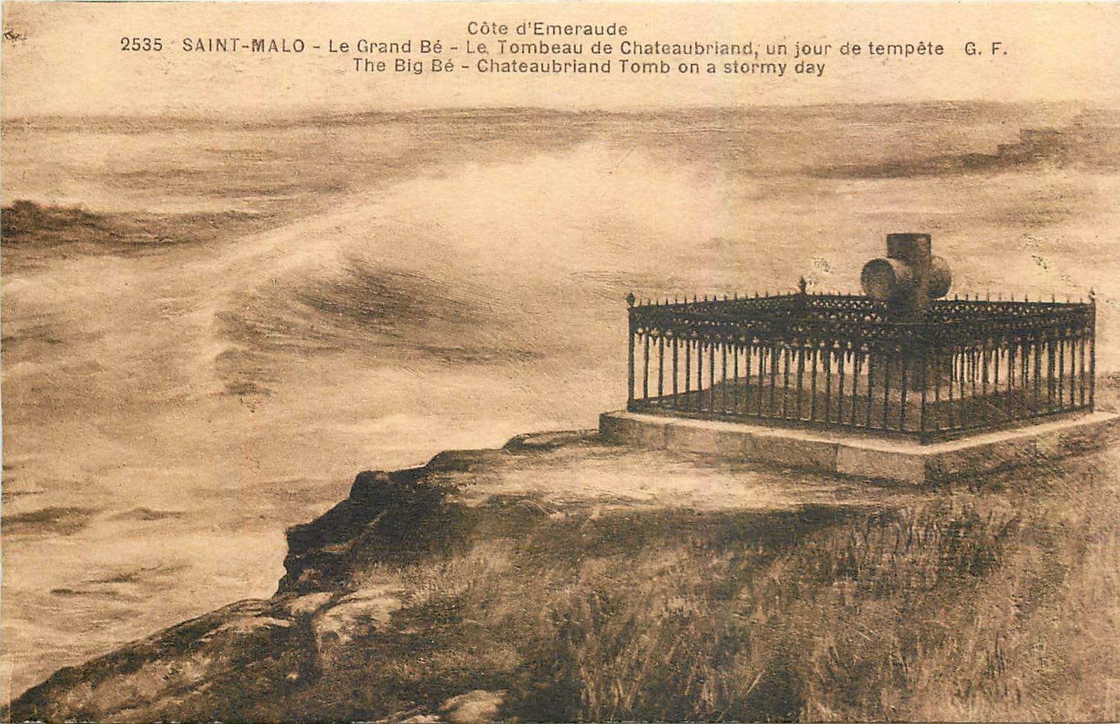 Saint-Malo - Le Grand Bé - Le Tombeau de Chateaubriand, un jour de tempête - G.F.