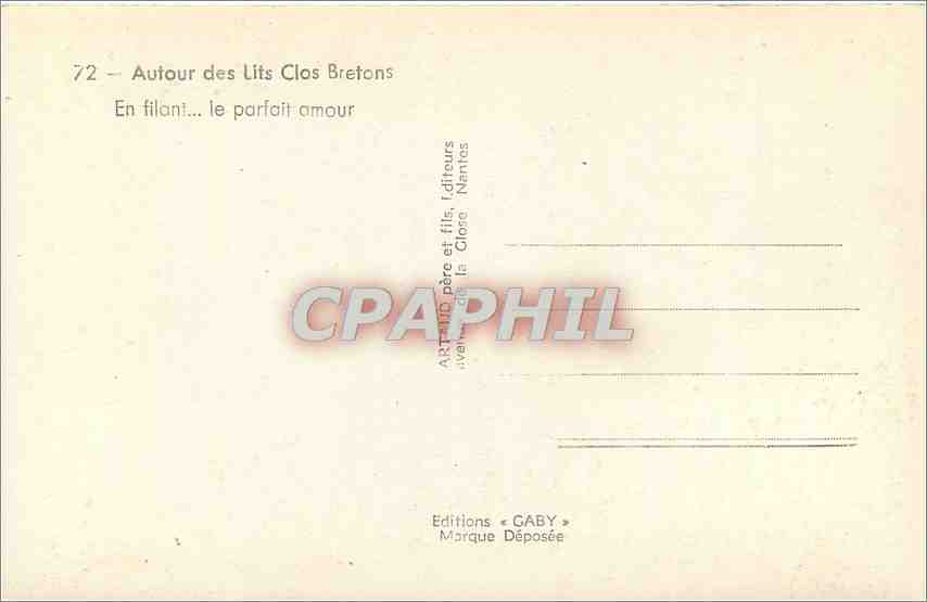 Autour des Lits Clos Bretons — En filant... le parfait amour — Éditions GABY, Nantes — Verso