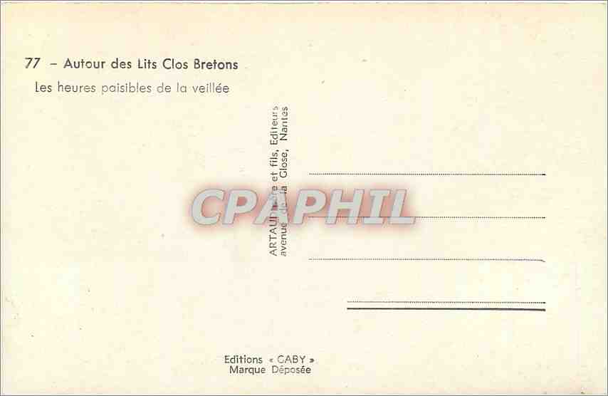 CPM Autour des Lits Clos Bretons Les heures paisibles de la veillee  — Rückseite