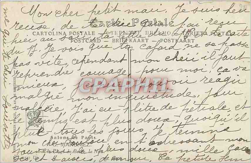 CPA Salons de Paris Bateau — Verso