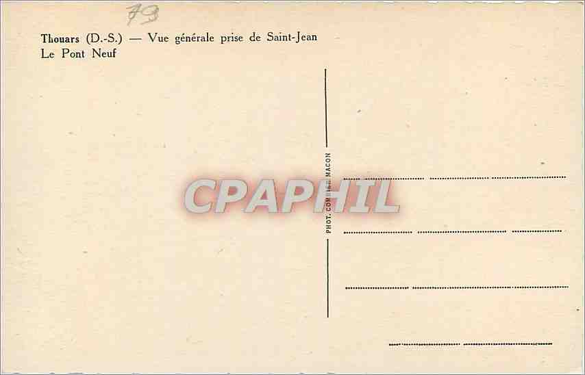 CPM Thouars DS Vue generale prise de Saint Jean Le Pont Neuf  — Back