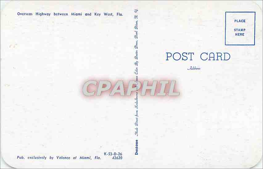 CPA Overseas Highway between Miami and Key West Fla  — Rückseite