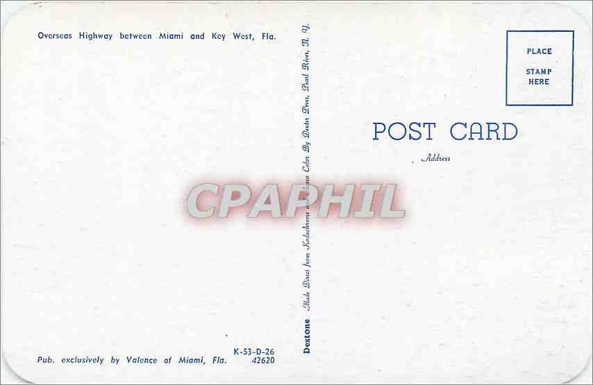 CPA Overseas Highway between Miami and Key West Fla  — Rückseite