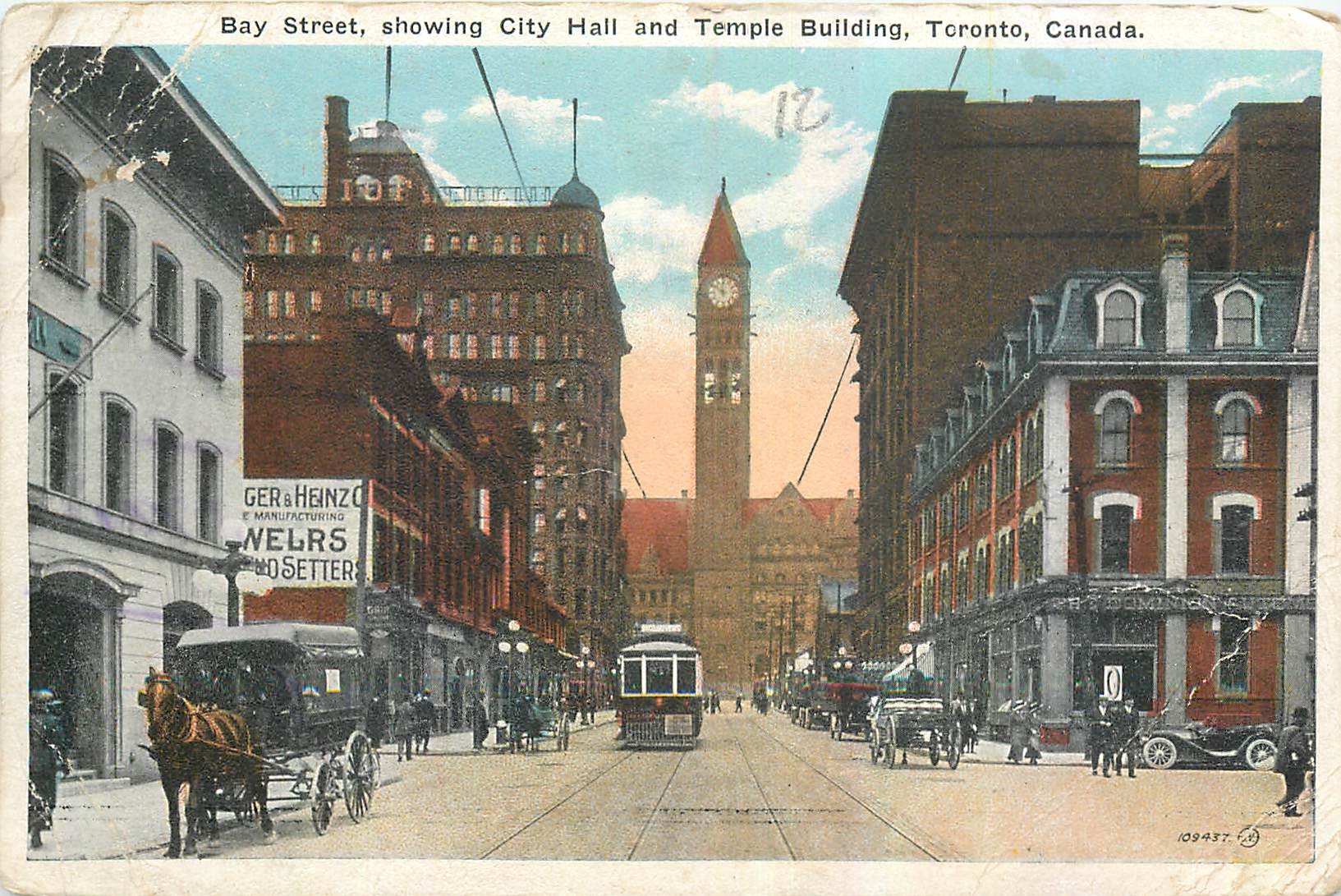 CPA Bay Street showing City Hall and Temple Building Toronto Canada 