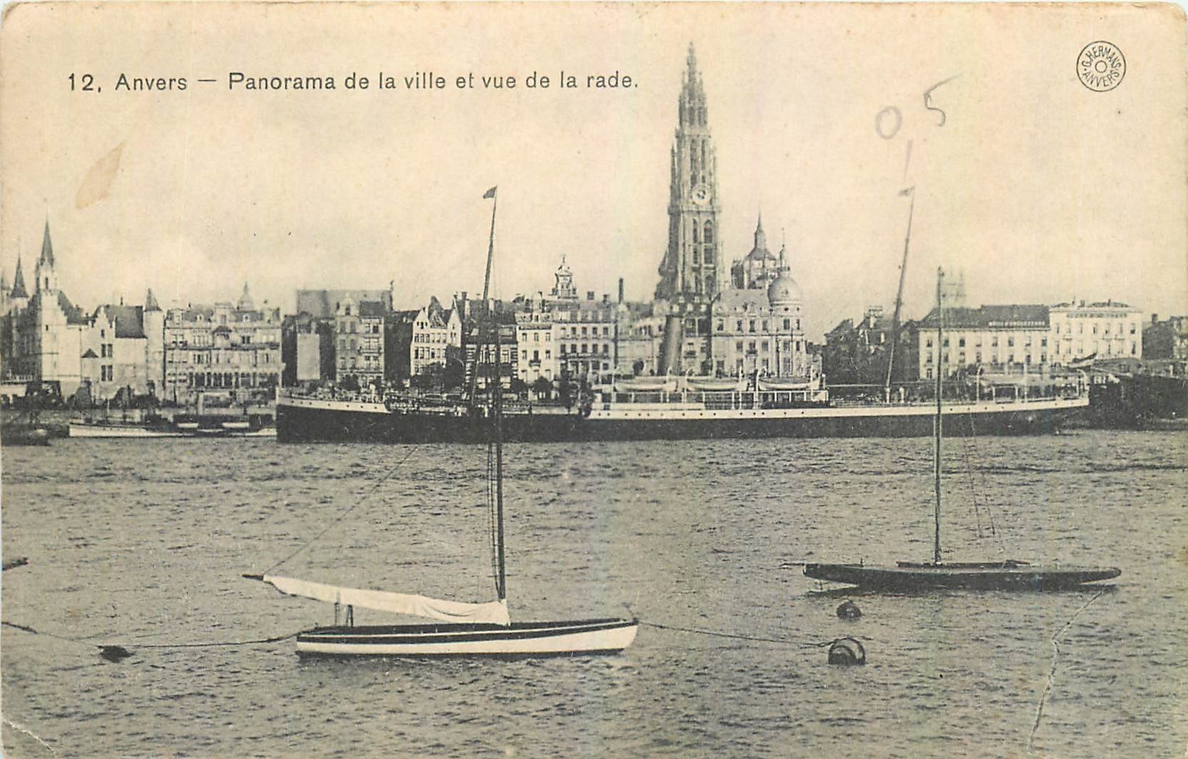 CPA Anvers Panorama de la ville et vue de la rade Bateau