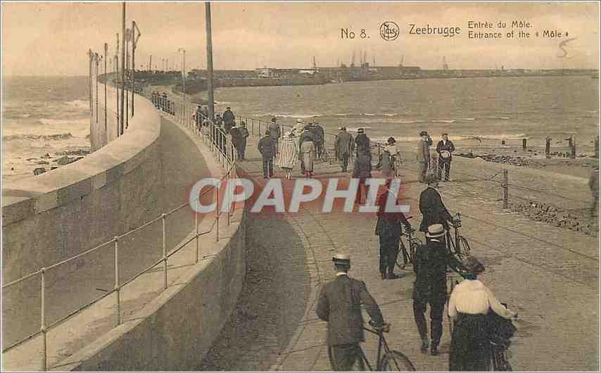 CPA Zeebrugge Entree du Mole 