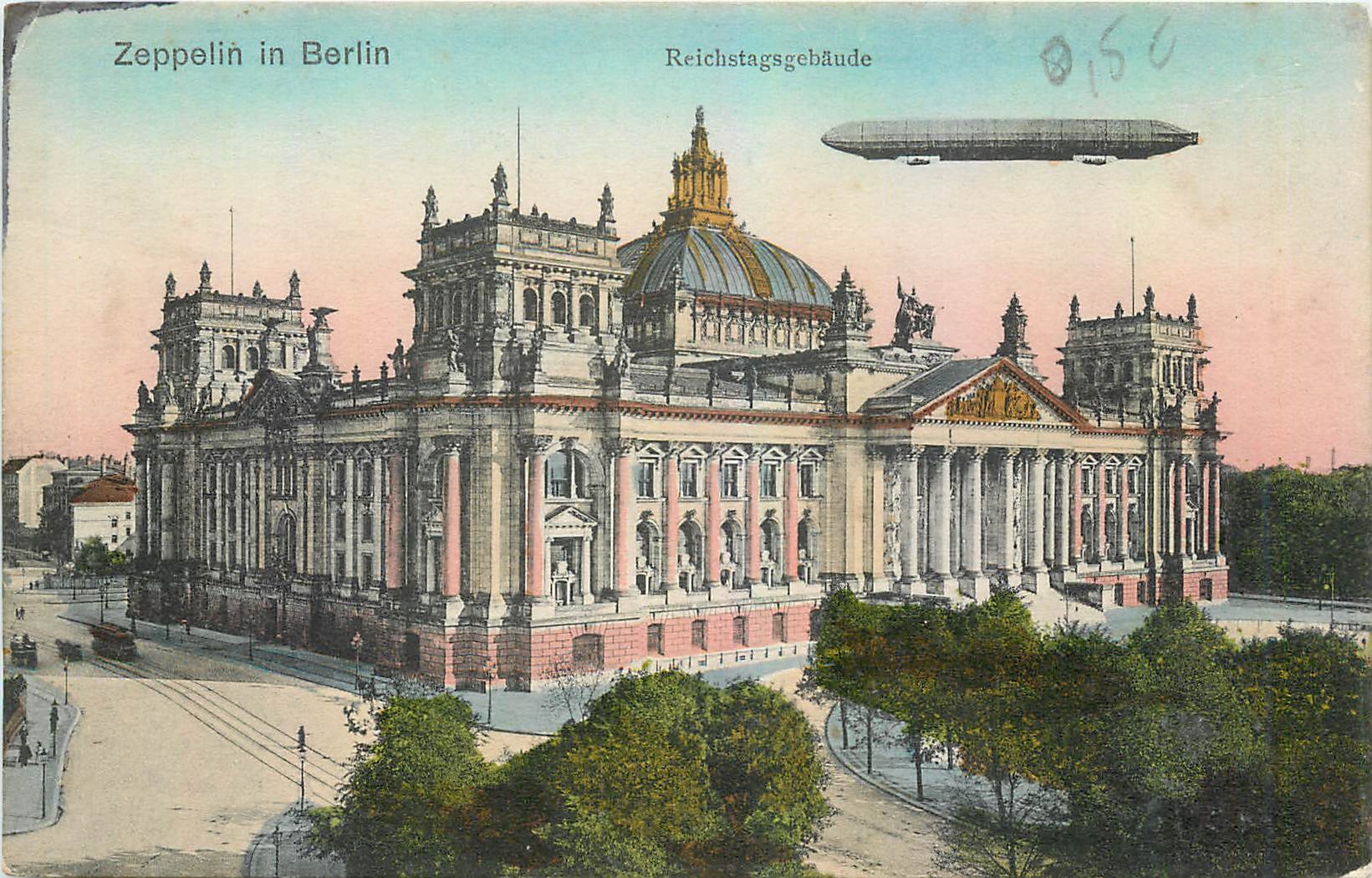 CPA Zeppelin in Berlin Reichstagsgebaude Aviation