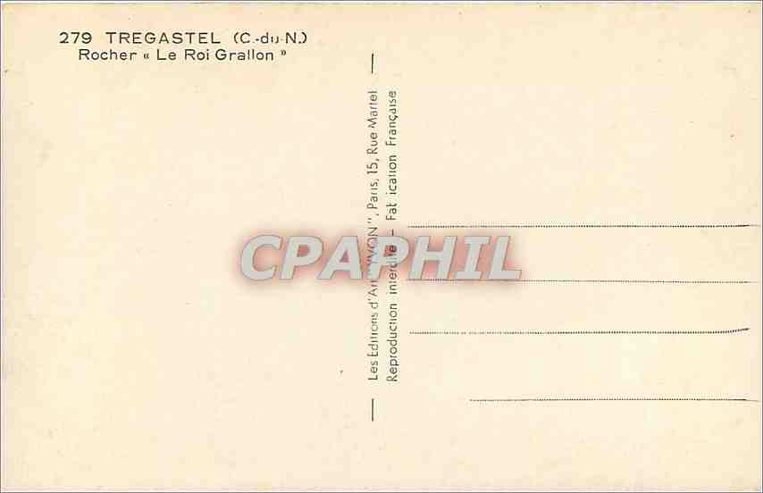 CPA Tregastel C du N Rocher Lo Roi Grallon  — Rückseite