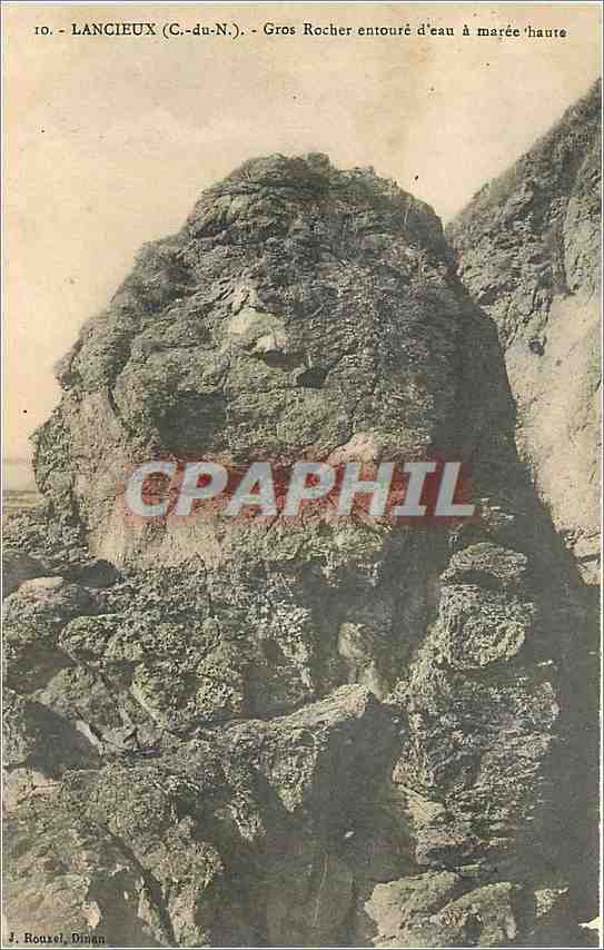 Lancieux (C.-du-N.) — Großer Felsen umgeben von Wasser bei Ebbe — J. Rourel, Dinan