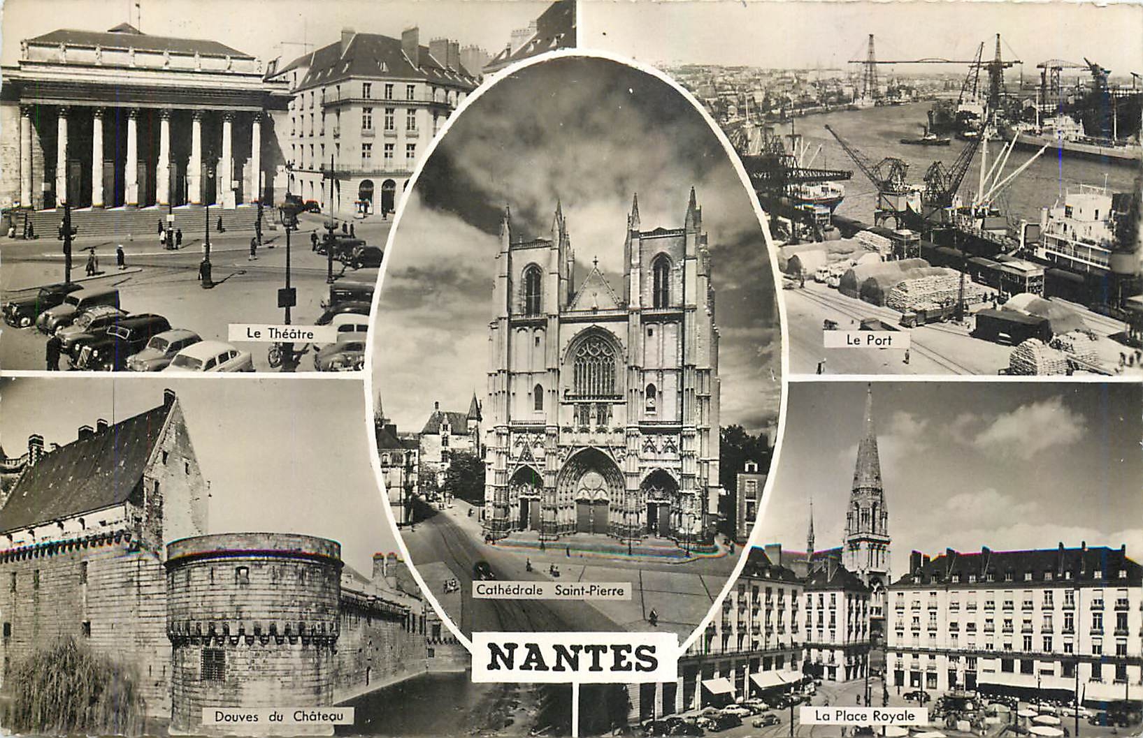 CPM Nantes Le Theatre Le Port Cathedrale Saint Pierre 