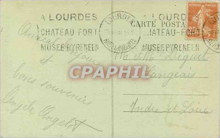 CPA Lourdes La Basilique et la Grotte  — Verso