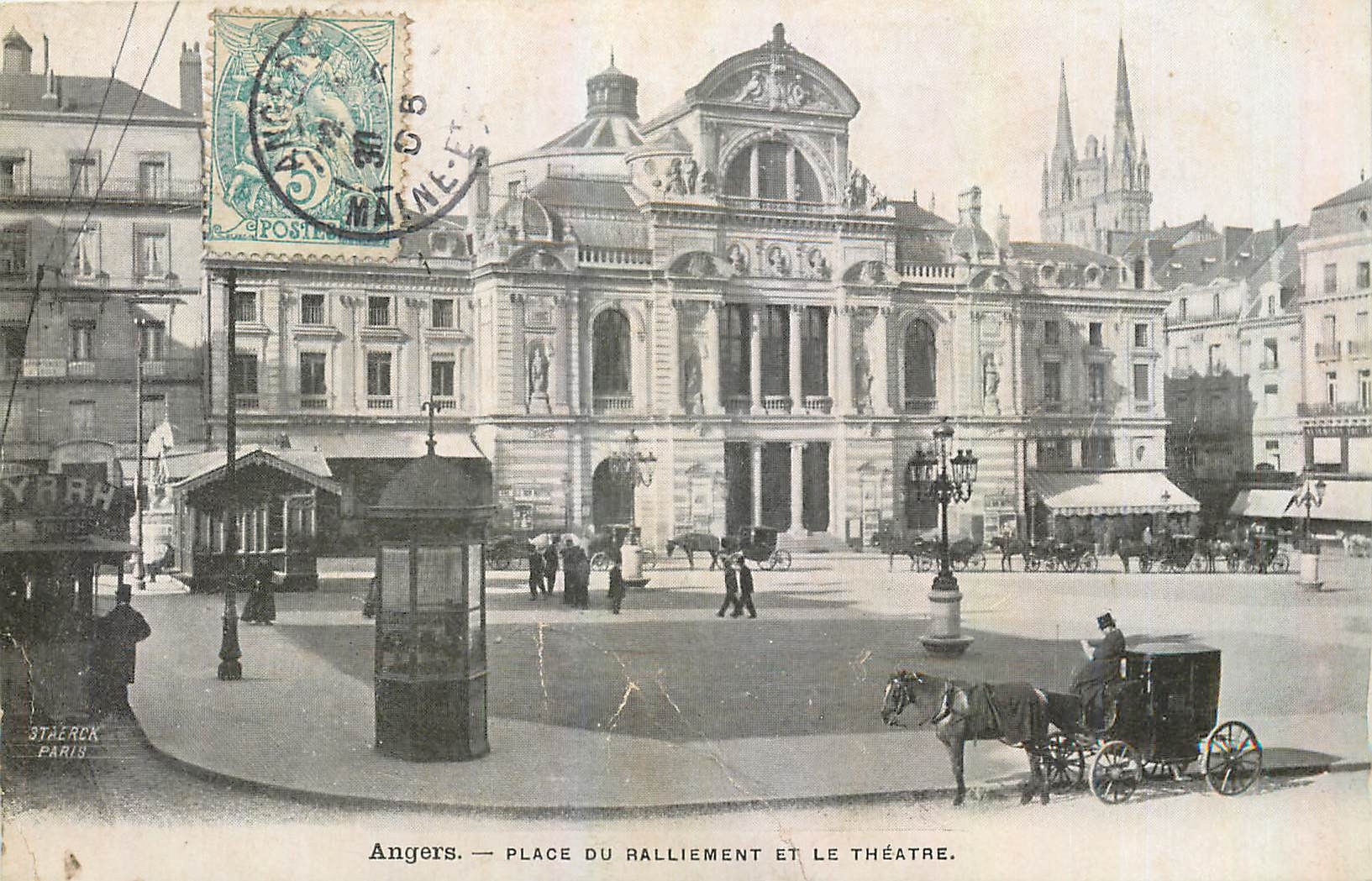 CPA Angers Place du Ralliement et le Theatre 