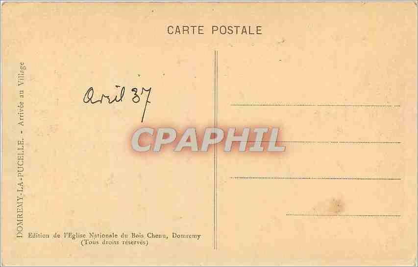 CPA Domremy la Pucelle Arrivee au Village  — Verso