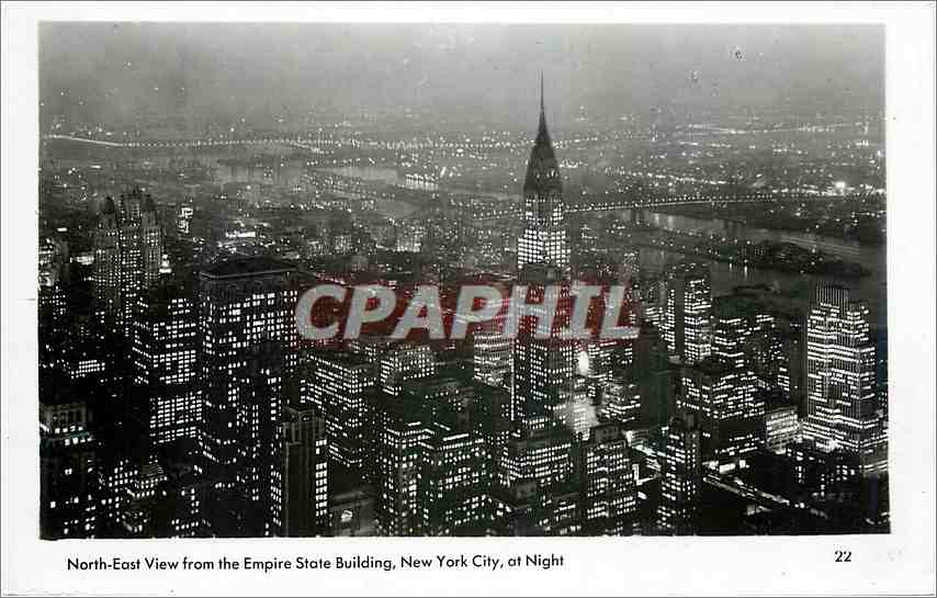 CPA North East View from the Empire State Building  New York City at night 