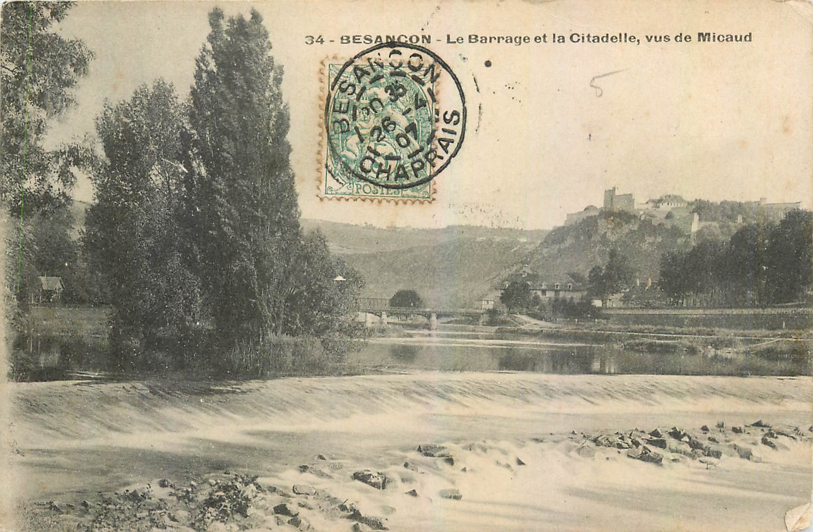 CPA Besancon Le Barrage et la Citadelle vus de Micaud 